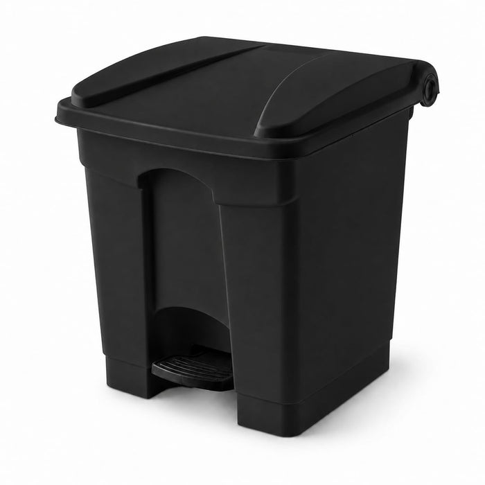 Glownary Medical Step-On Trash Can, 8 Gallon, Black, Heavy Duty Plastic, 16W x 16D x 17H inches
