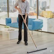 Floor Squeegee with Metal Frame, 30 inch Black Double Neoprene Foam Blade, 60 inch Wood Handle view 3