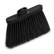 Commercial Angled Broom Head, 12 Inch, Black, Flagged Bristles, Dual Thread Connection