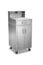 Glownary Stainless Steel Mobile Shipping Desk, 24W x 23D x 56H inches, Enclosed Storage with Casters