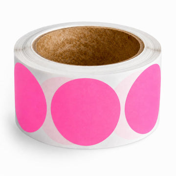 Round Inventory Labels, 2 Inches, Fluorescent Pink, 500/Roll, Permanent Adhesive