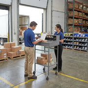 Glownary Mobile Receiving Shop Desk, Steel, 24W x 23D x 50H inches, with Casters and Storage view 2
