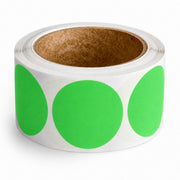 Round Labels, 2 Inch Fluorescent Green, 500/Roll, Permanent Adhesive, Matte Paper