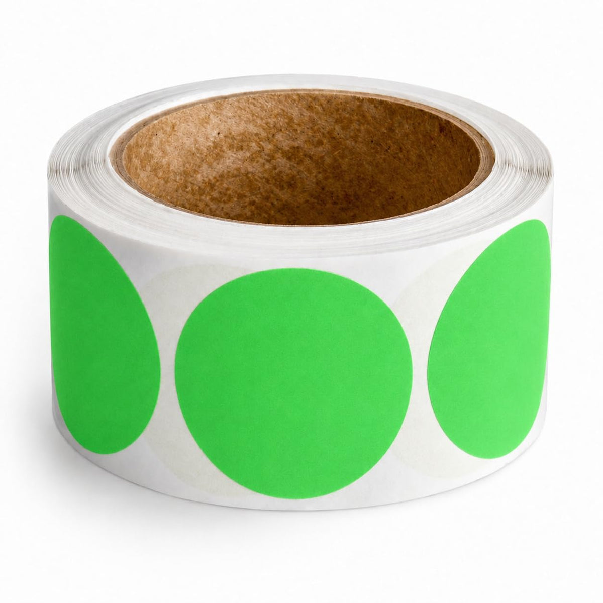 Round Labels, 2 Inch Fluorescent Green, 500/Roll, Permanent Adhesive, Matte Paper