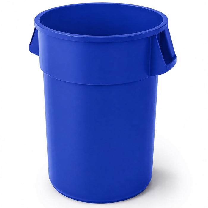 Glownary Commercial Trash Can, 55 Gallon, Round Blue Resin, NSF Listed, Stackable, Indoor Use