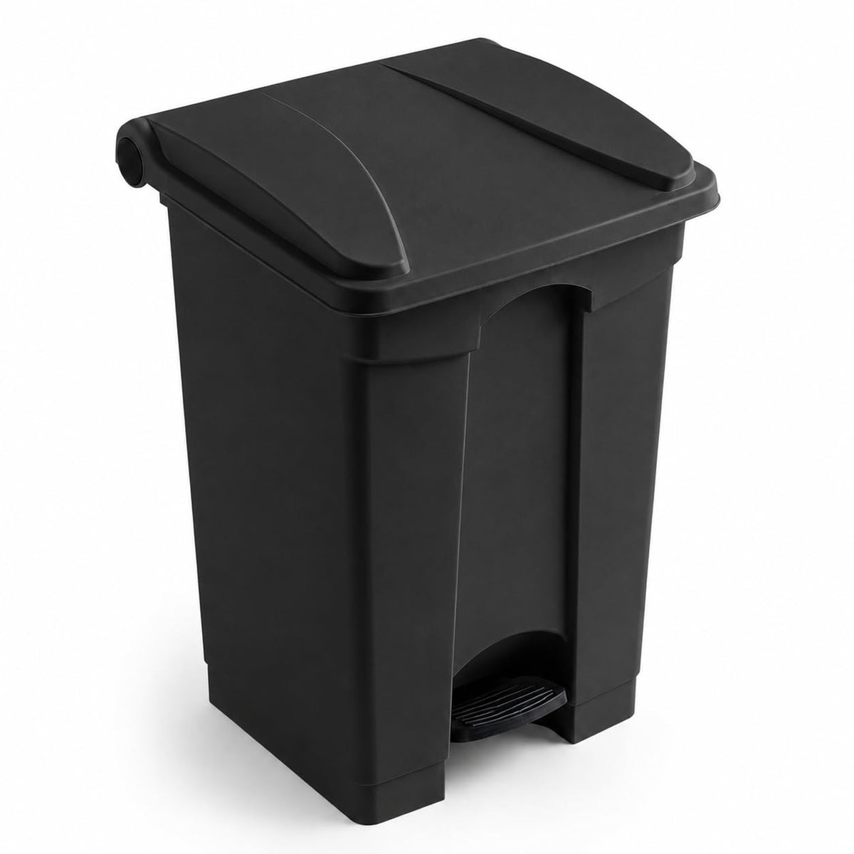 Glownary Step-On Trash Can, 12 Gallon, Black, Rectangular, Heavy Duty Plastic, Hinged Lid, Indoor Use