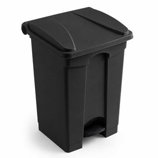 Glownary Step-On Trash Can, 12 Gallon, Black, Rectangular, Heavy Duty Plastic, Hinged Lid, Indoor Use