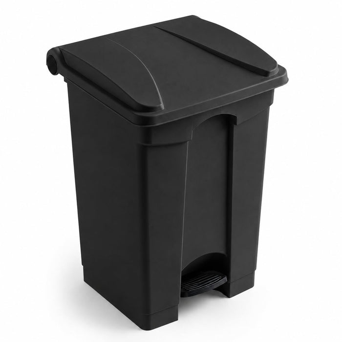 Glownary Step-On Trash Can, 12 Gallon, Black, Rectangular, Heavy Duty Plastic, Hinged Lid, Indoor Use