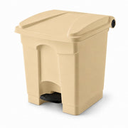 Glownary Step-On Trash Can, 8 Gallon, Beige, Rectangular, Heavy Duty Plastic, Hinged Lid