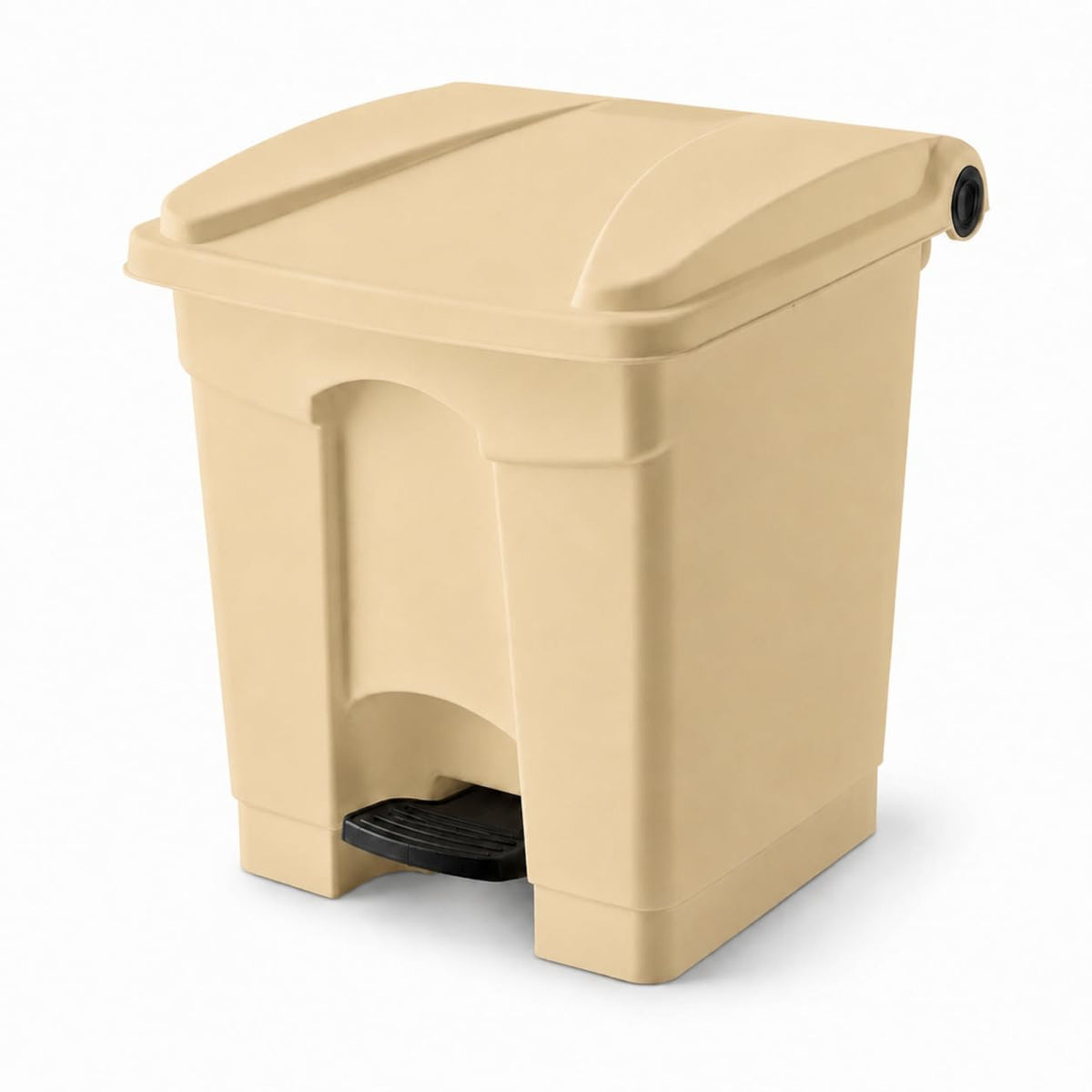 Glownary Step-On Trash Can, 8 Gallon, Beige, Rectangular, Heavy Duty Plastic, Hinged Lid