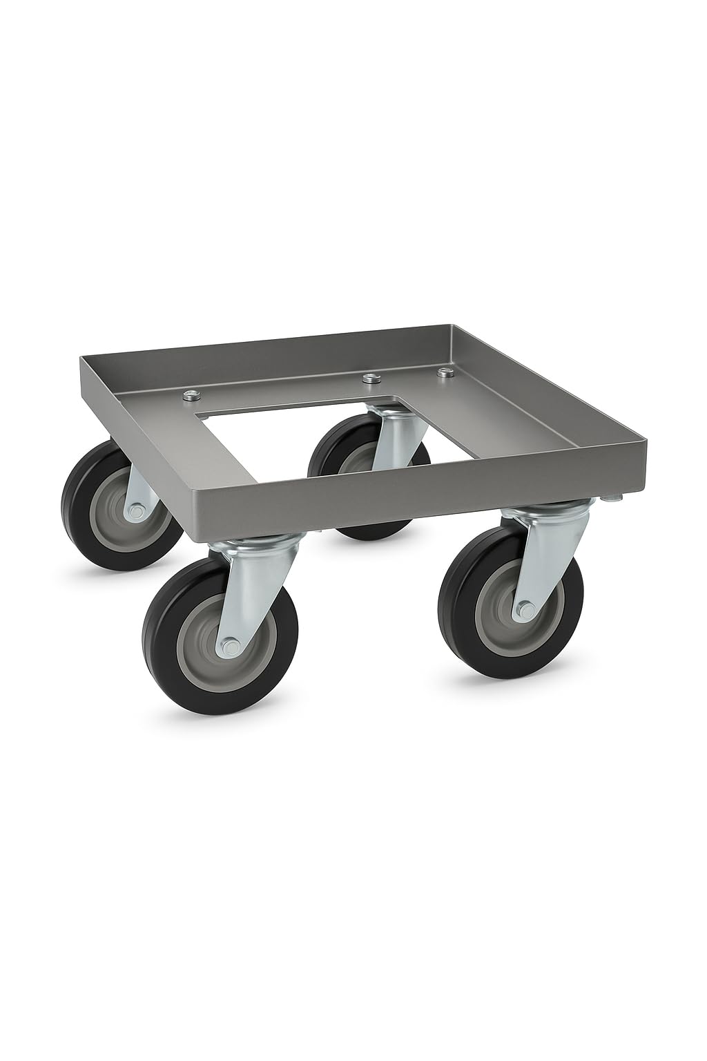 Glownary Milk Crate Dolly, Aluminum, 14.25x14.25x7.5 Inches, 500 lb Capacity, NSF Listed, Open Deck Style, with Non-Marking Casters
