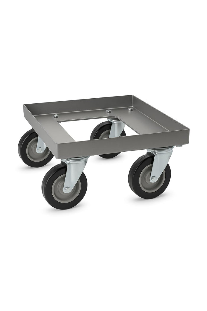 Glownary Milk Crate Dolly, Aluminum, 14.25x14.25x7.5 Inches, 500 lb Capacity, NSF Listed, Open Deck Style, with Non-Marking Casters