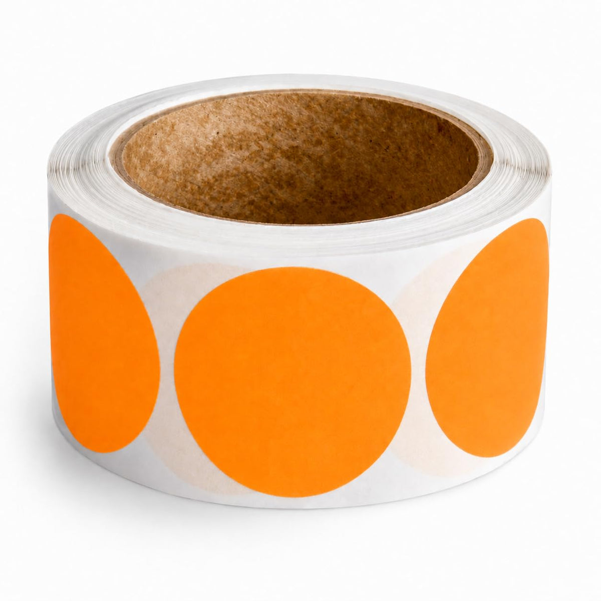 Round Inventory Labels, 2 inch Diameter, Fluorescent Orange, 500 per Roll, Permanent Adhesive