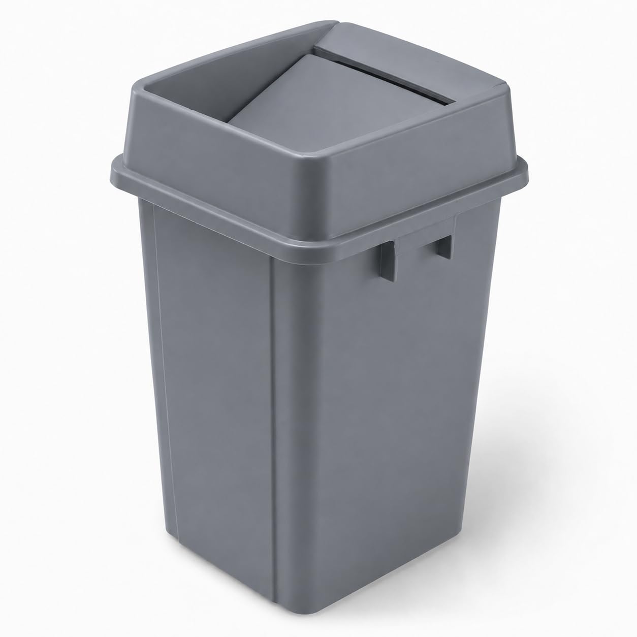 Glownary Square Trash Can with Drop Shot Lid, 19 Gallon, Gray, Indoor Use