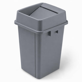 Glownary Square Trash Can with Drop Shot Lid, 19 Gallon, Gray, Indoor Use
