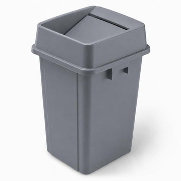 Glownary Square Trash Can with Drop Shot Lid, 19 Gallon, Gray, Indoor Use