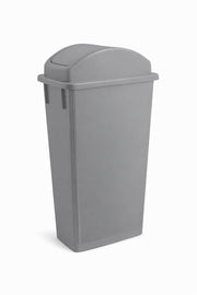 Glownary Slim Rectangular Trash Can with Dome Swing Lid, 23 Gallon, Gray, Heavy Duty Plastic, 20W x 11D x 35.75H inches