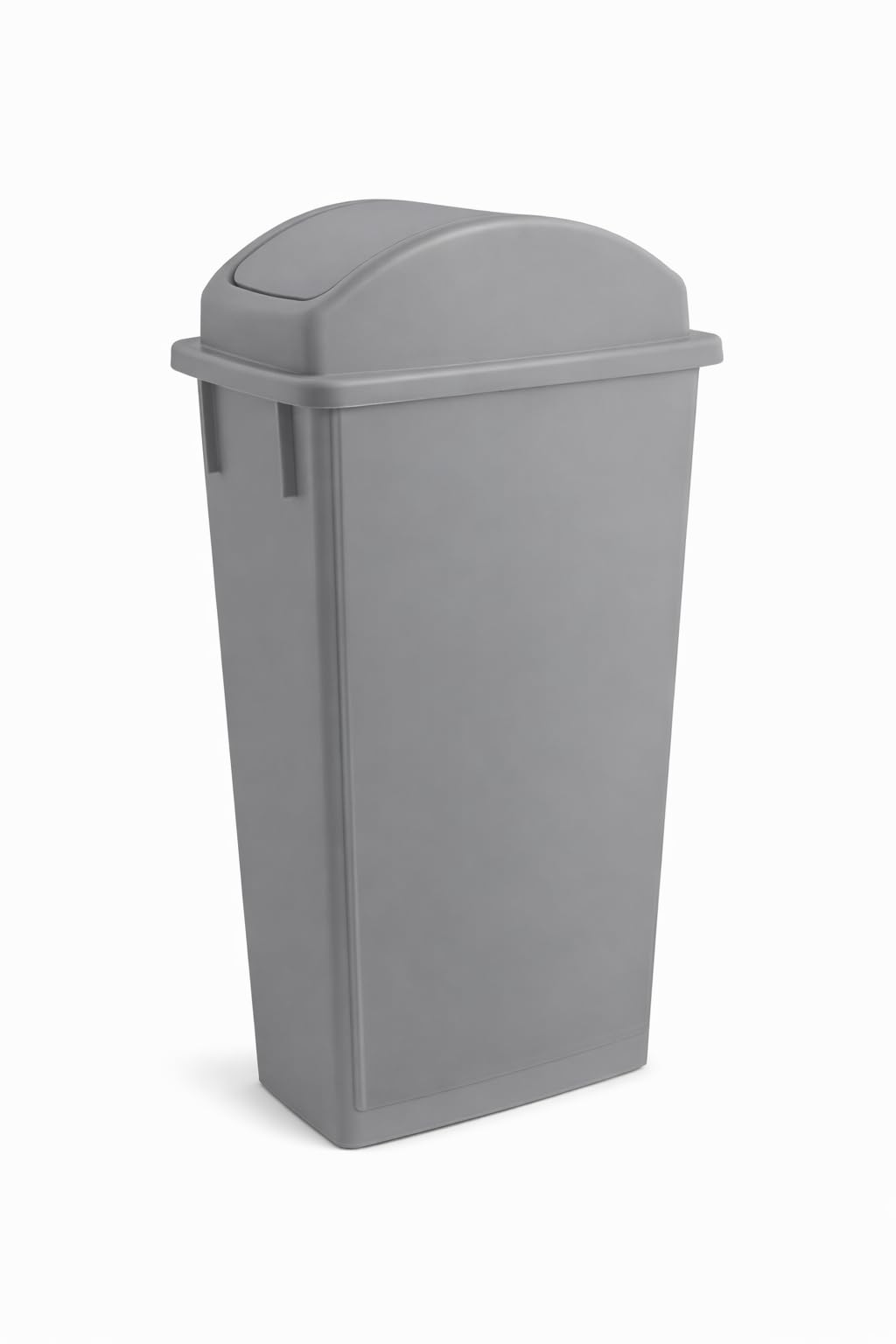 Glownary Slim Rectangular Trash Can with Dome Swing Lid, 23 Gallon, Gray, Heavy Duty Plastic, 20W x 11D x 35.75H inches