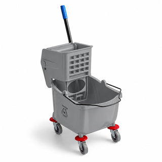 Commercial Mop Bucket with Side Press Wringer, 26 Qt Capacity, Grey, 4 Casters