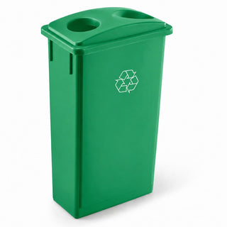 Slim Recycling Can with Lid, 23 Gallon, Green, 20W x 11D x 32.75H inches