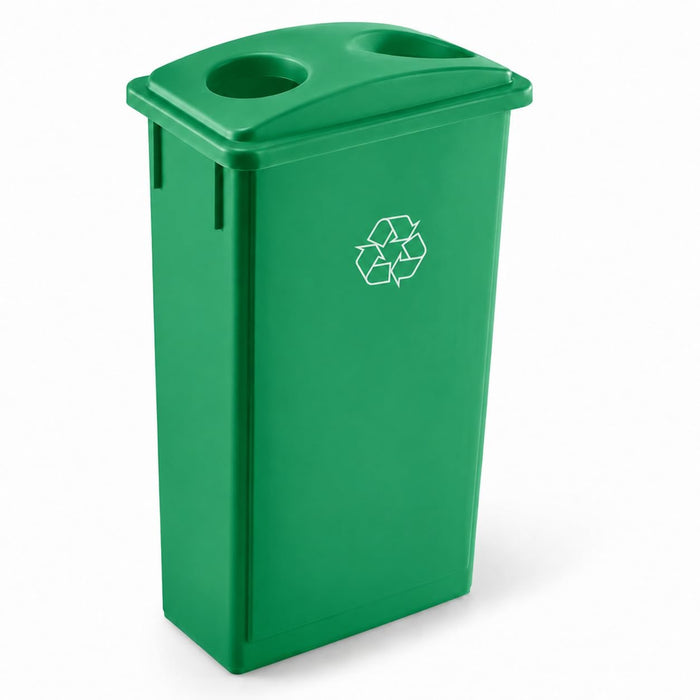 Slim Recycling Can with Lid, 23 Gallon, Green, 20W x 11D x 32.75H inches