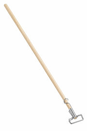 Commercial Wooden Mop Handle, 60 Inches, Wire Clamp, Brown