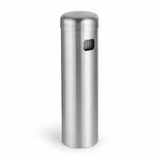 Wall Mounted Cigarette Receptacle, 12.75 Inches, Stainless Steel, Round, Push Button Opening