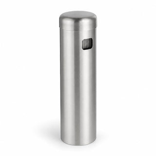 Wall Mounted Cigarette Receptacle, 12.75 Inches, Stainless Steel, Round, Push Button Opening