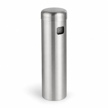 Wall Mounted Cigarette Receptacle, 12.75 Inches, Stainless Steel, Round, Push Button Opening