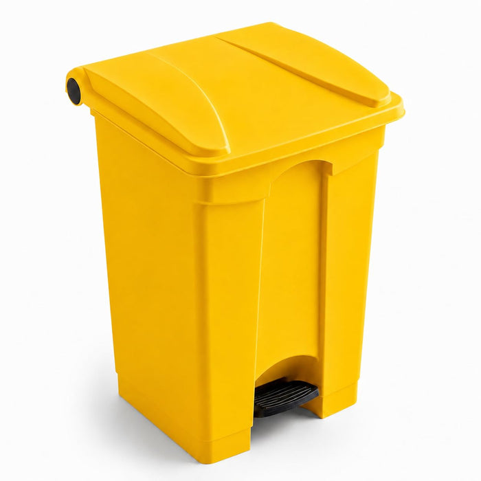Glownary Medical Step-On Trash Can, 12 Gallon, Yellow, Rectangular, Heavy Duty Plastic, 16W x 16D x 24H inches
