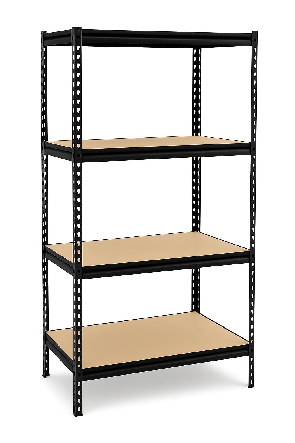 Glownary Industrial Z-Beam Shelving Unit, 4 Shelves, 24W x 36D x 72H inches, 800 lb Per Shelf, Black