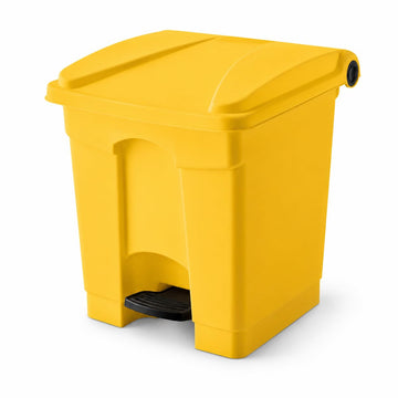 Step-On Trash Can, 8 Gallon, Yellow, Rectangular, Heavy Duty Plastic