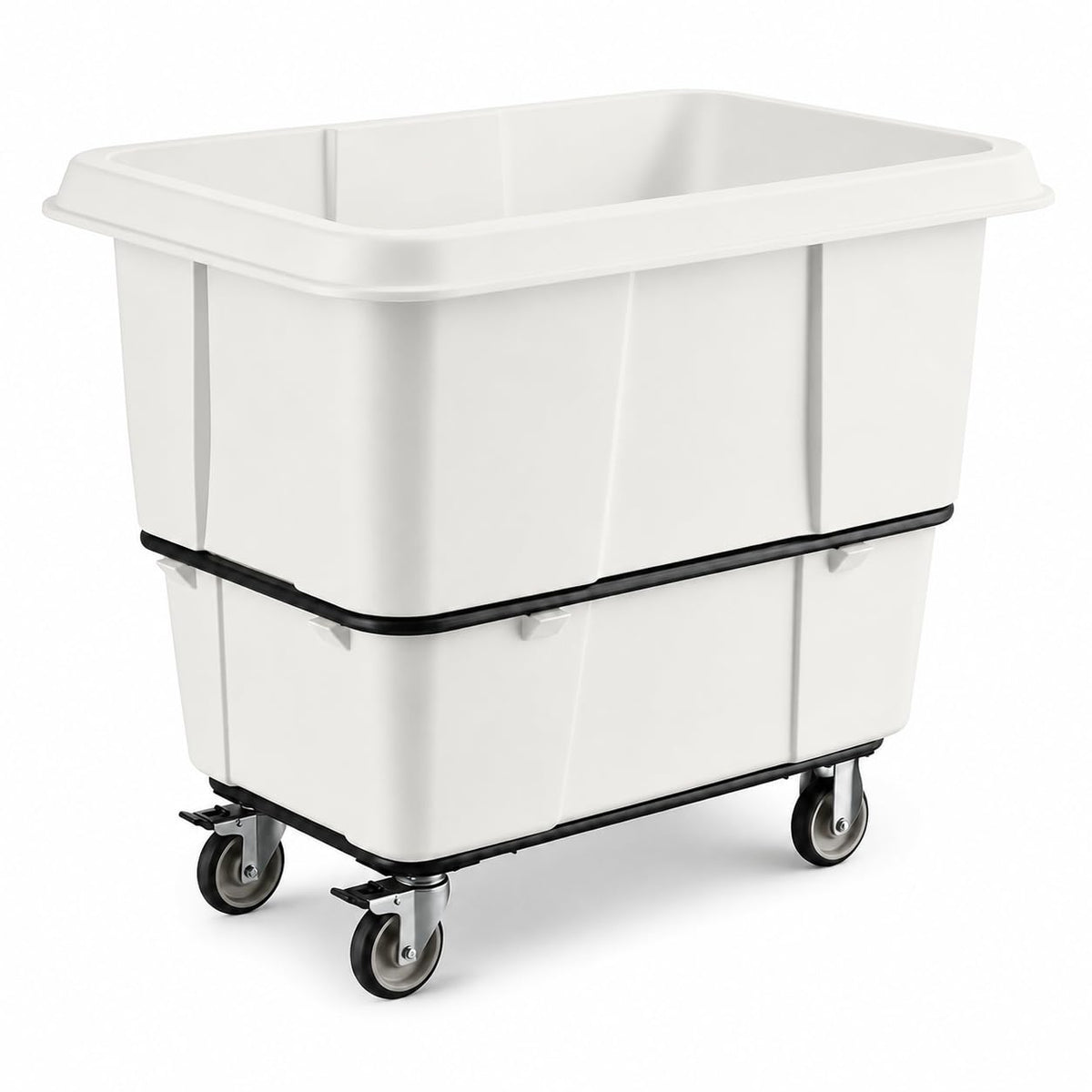 16 Cubic Foot Cube Truck, White, 1000 lb Capacity, Mobile Waste Collection Cart, 44L x 31W x 36.5H inches