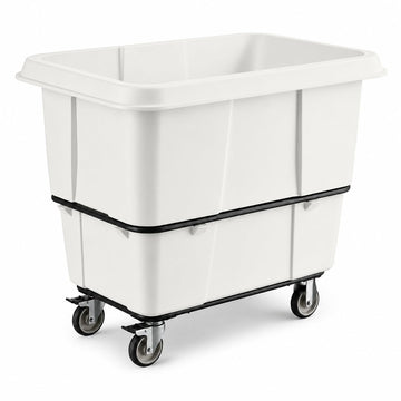16 Cubic Foot Cube Truck, White, 1000 lb Capacity, Mobile Waste Collection Cart, 44L x 31W x 36.5H inches