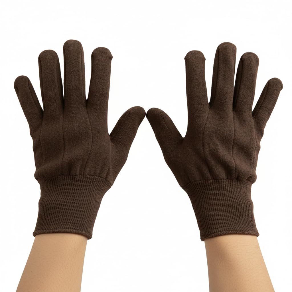 Cotton/Polyester Jersey Work Gloves, Large, Brown, 300 Pairs/Case, Standard Weight