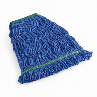 Pro Rayon Blend Looped End Wet Mop Head, 24 oz, Blue, 1 Inch Headband, 12/Case