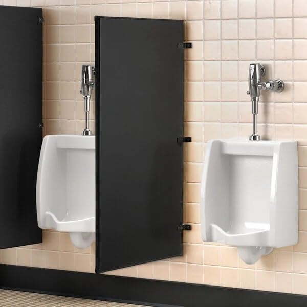 Steel Urinal Partition, 18W x 48L inches, Matte Black, Wall Mounted view 2