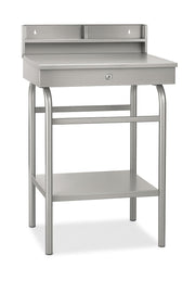 Glownary Steel Receiving Shop Desk, 24W x 23D x 45H inches, Slanted Surface with Storage