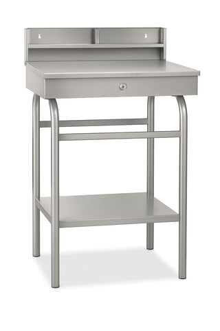 Glownary Steel Receiving Shop Desk, 24W x 23D x 45H inches, Slanted Surface with Storage