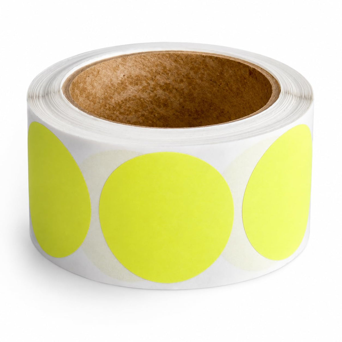 Round Inventory Labels, 2 Inches Diameter, Fluorescent Yellow, 500/Roll, Permanent Adhesive
