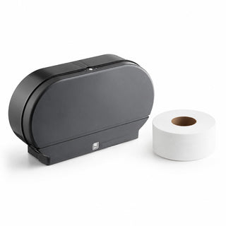 Double Roll Jumbo Toilet Paper Dispenser with 12 Rolls, Black, 20.5W x 11.5H inches, ADA Compliant