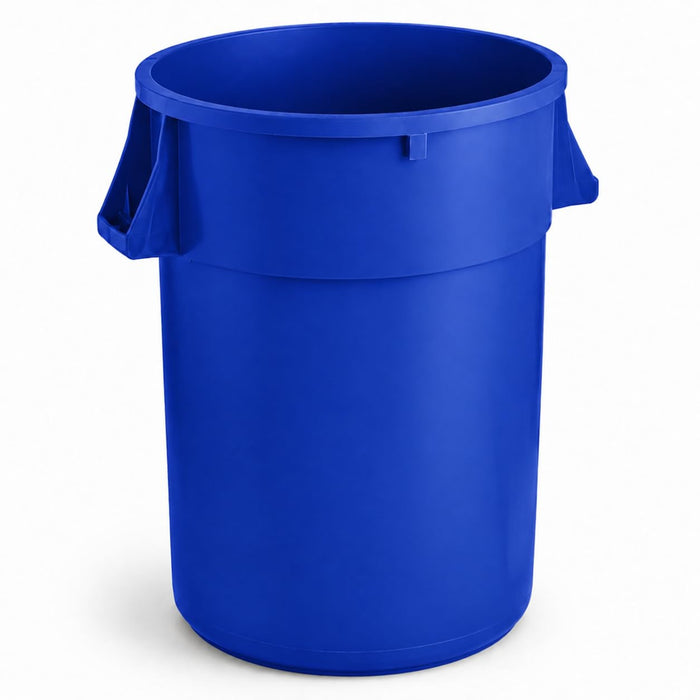 Commercial Trash Can, 44 Gallon, Round, Blue, NSF Listed, Indoor Use