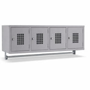 Glownary Space Solutions Wall Mount Locker, Gray Steel, 45x18x18 Inches, 4 Ventilated Compartments, Single Tier, Lockable