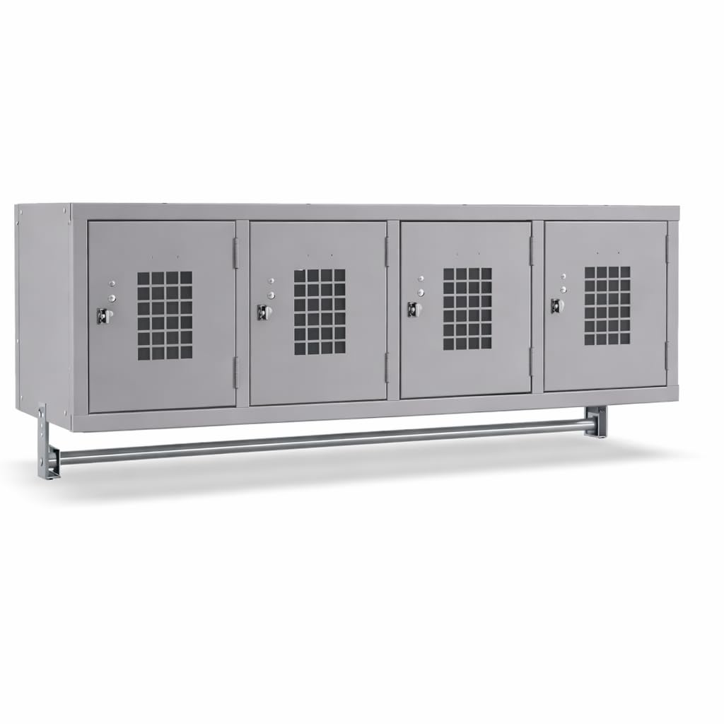 Glownary Space Solutions Wall Mount Locker, Gray Steel, 45x18x18 Inches, 4 Ventilated Compartments, Single Tier, Lockable