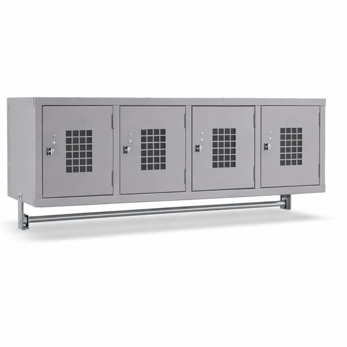 Glownary Space Solutions Wall Mount Locker, Gray Steel, 45x18x18 Inches, 4 Ventilated Compartments, Single Tier, Lockable