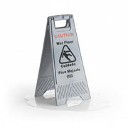 Wet Floor Sign, 25 inches, A-Frame, Gray, Bilingual, Collapsible, with Handle