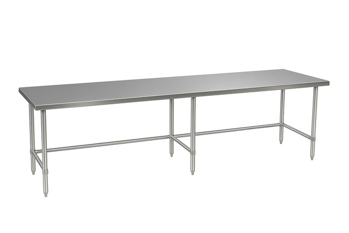 Glownary Commercial Stainless Steel Work Table, 304-Grade, Open Base, NSF Listed, ADA Compliant, 108x30x34 Inches