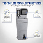 Mobile Hand Wash Station, 16 Gallon, Single Sink with Soap and Paper Towel Dispensers, Gray view 4