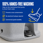 Mobile Hand Wash Station, 16 Gallon, Single Sink with Soap and Paper Towel Dispensers, Gray view 5