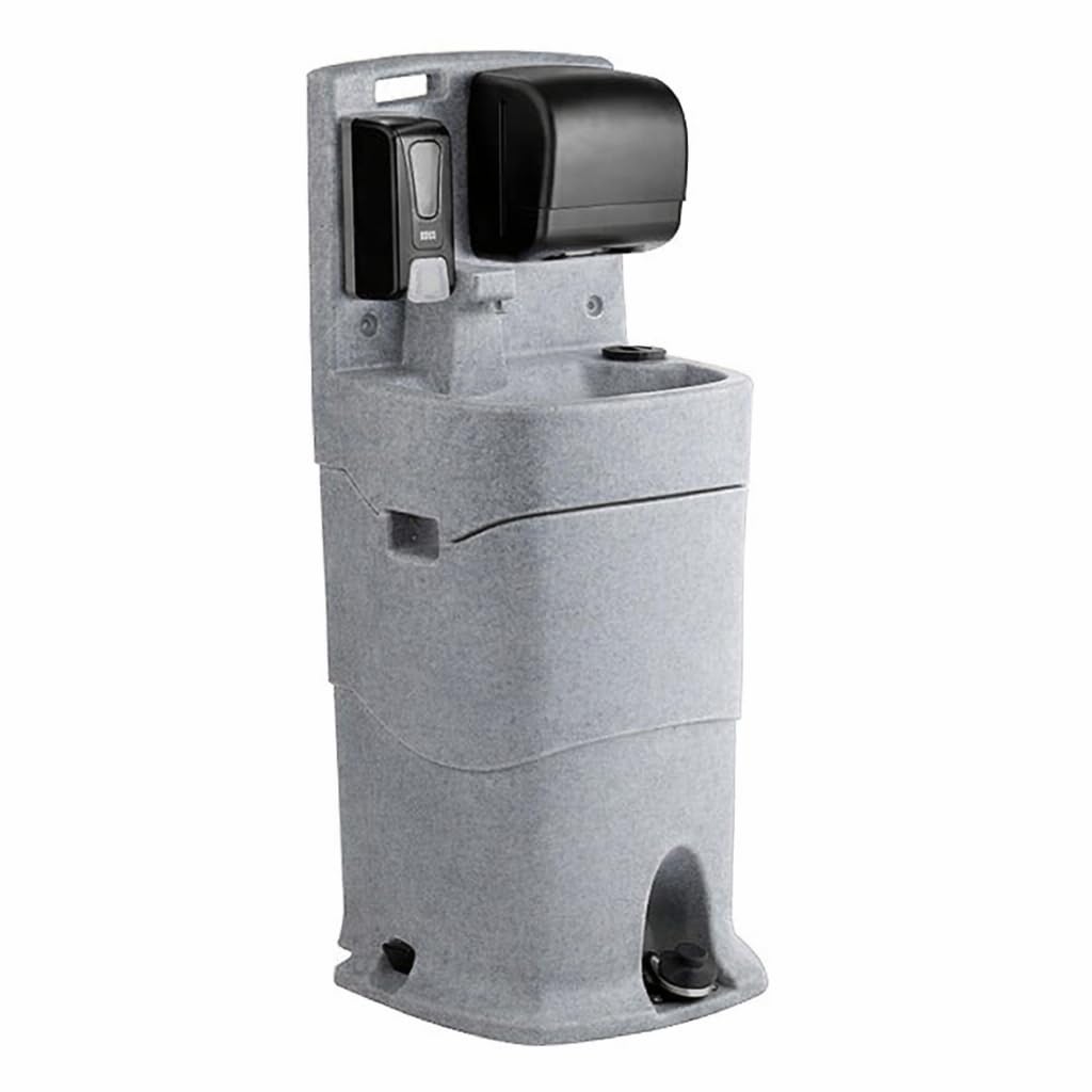 Mobile Hand Wash Station, 16 Gallon, Single Sink with Soap and Paper Towel Dispensers, Gray view 7